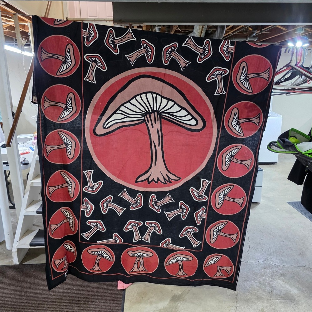 Gypsy Rose Mushroom Tapestry Handcrafted Psychedelic Boho Wall Hanging 81x53